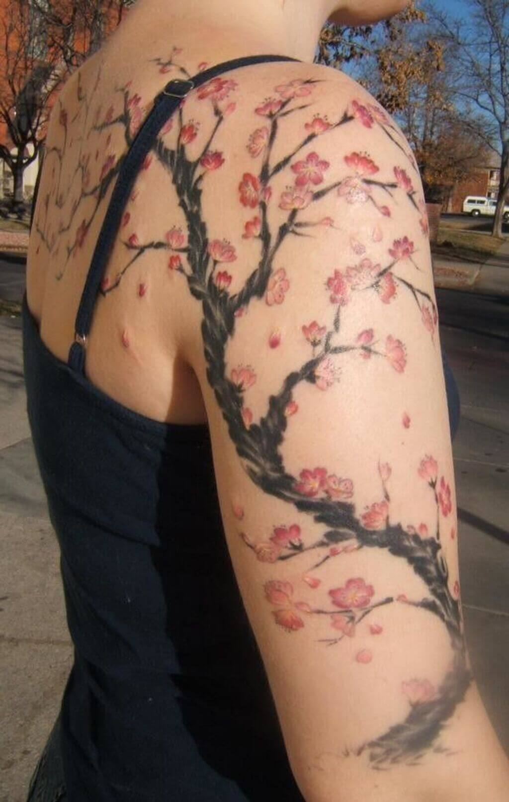 Tattoo of Cherry Blossom Tree Branch
