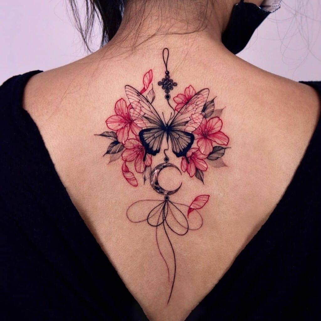 Butterflies Feminine Cherry Blossom Tattoo